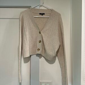 7 For All Mankind Beige Ribbed Cardigan